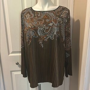 Vintage Bob Mackie Embellished Long Sleeve Blouse, Size 1X